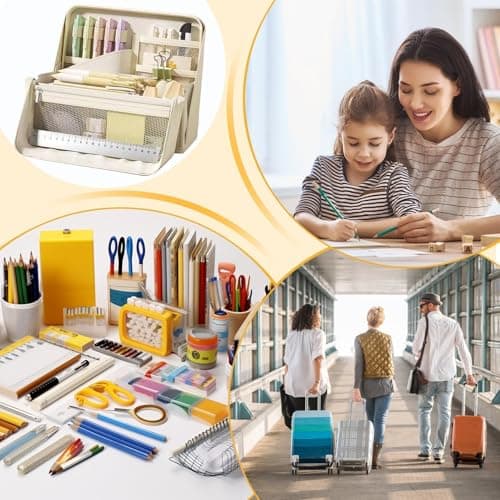 Stationery Bag Pencil Case,Large Capacity School Stationery Storage Pouch - Pencil Carry Case,for Home School Office Outgoing, Rulers Earphones Pens Markers Erasers Sticky Notes — view 4