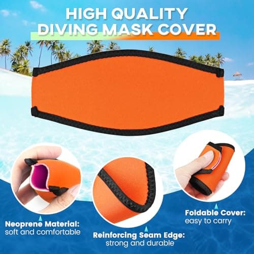 Dawitrly Scuba Mask Strap Cover, 2PCS Neoprene Diving Goggles Hair Protector Wrap, Waterproof Mask Slap Straps for Dive Snorkel, Swimming Water Sports Orange — view 3