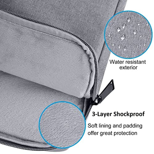 Chelory 15.6 Inch Laptop Sleeve for 16 Inch MacBook Pro Max 2019-2026, 15.6 Inch Laptop Notebook Bag Computer Ultrabook Chromebook Shockproof Water Resistant Protective Case Cover with Handle, Gray — view 3