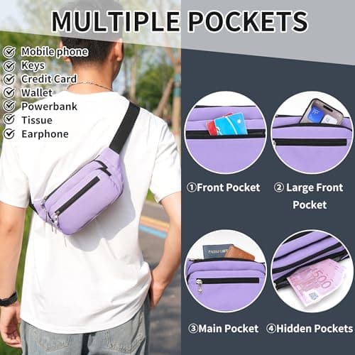 IHIGOGOFA Bumbags Waist Fanny Pack Fashion Bum Bag with 65cm Extended Belt for Dog Walking Climbing Hiking Travel Cycling Girls Ladies Men Women — view 2