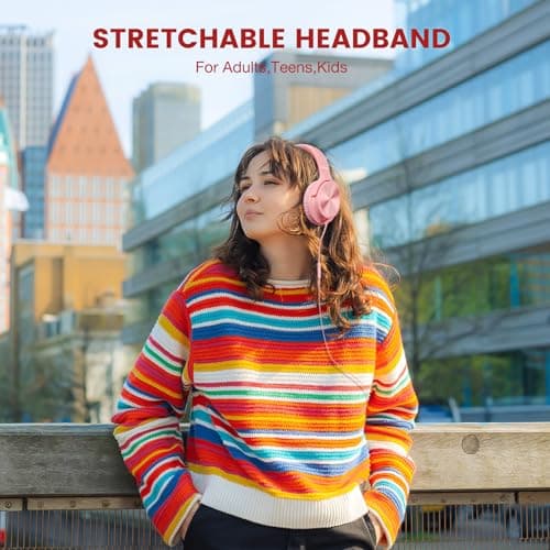 Cowyawn USB C Headphones Wired, Over Ear Headphones with Microphone, Volume Control, HD Stereo Sound, Foldable Lightweight Headphones for Adult/Teens/Chromebooks/Laptop/Computer/Tablets/Travel (Pink) — view 4