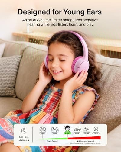 Belkin SoundForm Mini 2 On-Ear Wireless Headphones for Kids - Pink — view 3