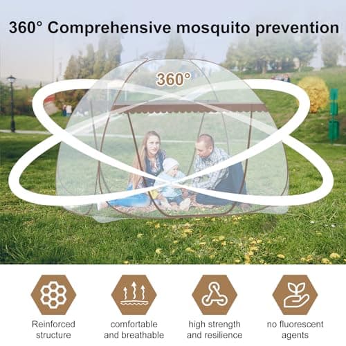 GLKEBY Pop Up Mosquito Net for Bed, W100 * L190 * H110cm Portable Tent Travel Single Door Zipper Bed Net, Easy Installation, Fine mesh,for Bedroom Outdoor Camping,No Hooks No Chemicals,Brown — view 2