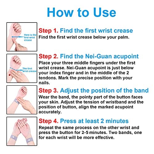Anti Nausea Travel Sickness Wristbands, 2 Pairs Motion Sickness Bands — view 5