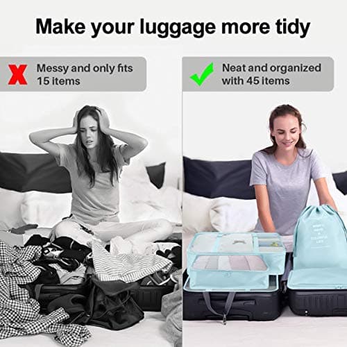 Packing Cubes for Suitcase,Geediar 9 PCS Travel Luggage Packing Organizers Waterproof Travel Essentials Clothes Shoes Cosmetics Toiletries Storage Bags(b-Blue)… — view 4