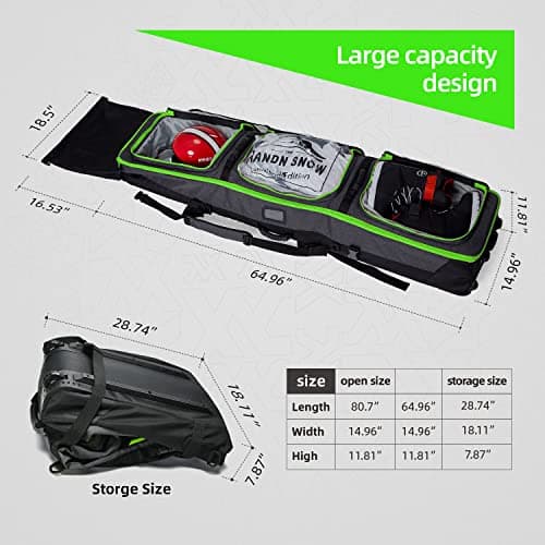 XCMAN Padded Snowboard Bag with Wheels, Extendable Roller Ski Bag for Air Traveling Adjustable Length - Extra Long/Wide/Deep,Waterproof - with Protection Ribs — view 2