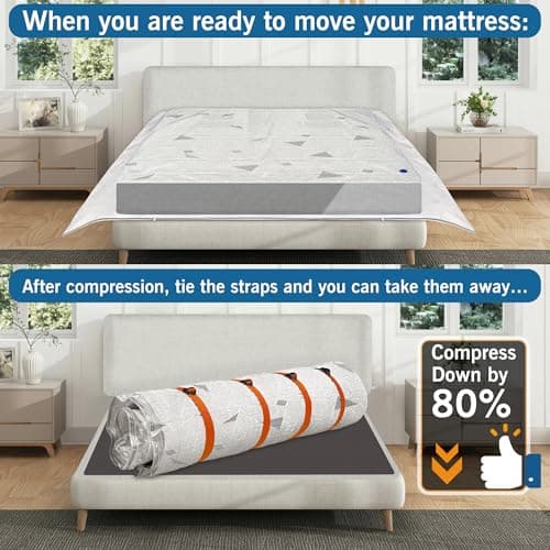 Mattress Vacuum Bag for Storage and Moving, Vacuum Mattress Bag with Straps for Latex, Hybrid and Foam Mattresses, Double/King Size — view 3