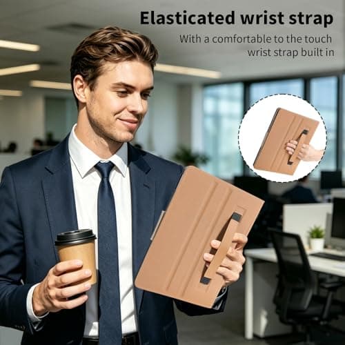 Cicili Case for Xiaomi Pad 8 / Pad 8 Pro 2025 11.2 Inch/Xiaomi Pad 7/Pad 7 Pro 2024 Premium PU Leather Folio Cover with Pen Holder Protective Cover with Stand and Hand Strap, Auto Wake/Sleep, Khaki — view 4
