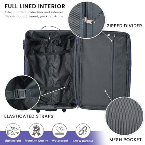 26" Medium Suitcase Super Lightweight Luggage 20% Expandable Combination Lock 2 Wheel Soft Shell Hold Check in Luggage for 15 to 20kg — view 5