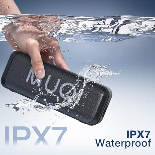 MUQI Bluetooth Speaker, MQ-13 Waterproof Portable Wireless Speaker with 24H Playtime 10W Stereo Sound 66ft Bluetooth Range Dual Pairing for Outdoor, Travel, Home(Black) — view 2