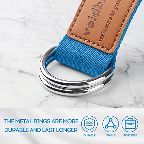 voidbiov D-Ring Buckle Yoga Strap 1.85 or 2.5M, Durable Cotton Adjustable Belt Perfect for Holding Poses, Improving Flexibility and Physical Therapy Blue — view 5
