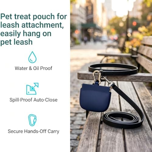 Silicone Dog Treat Pouch for Dog Training,One-Hand Access Dog Treat Bag,Dogs Training Treat Pouch with Hook Ring & Magnetic Closure,Portable Small Puppy Bag for Daily Walking,Training,Travel (Blue) — view 6