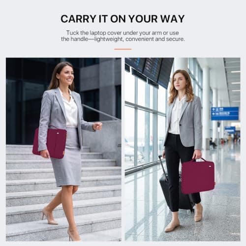 DOMISO 15.6 inch Laptop Case Sleeve Protective Cover Compatible with 16 inch MacBook Pro M4 M3 M2/Pro Max,15.6-16 inch HP Dell ASUS Lenovo Chromebook,Waterproof Computer Cases Bag with Handle,Wine — view 6