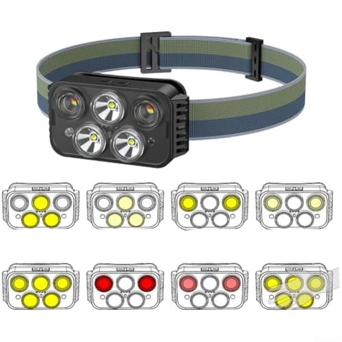 USB C Rechargeable Headlamp 6 Light Modes Green