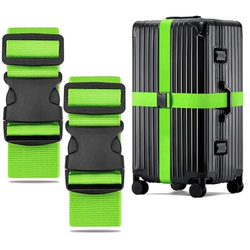 WISYOK Luggage Straps Extended, 2 Pack, 130-250cm Adjustable, Green