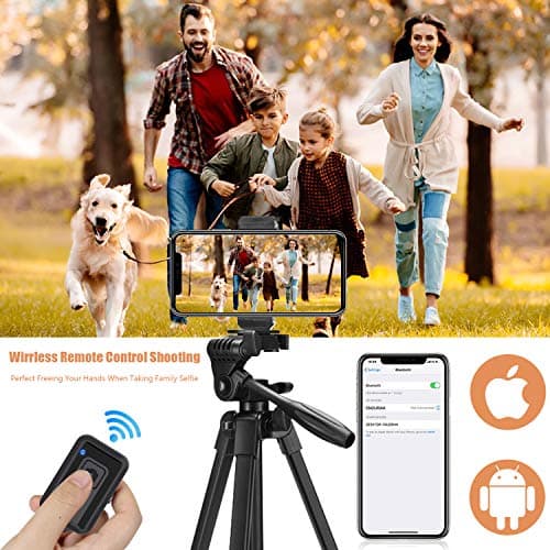 iPhone Tripod, EVERESTA Phone Tripod 54" Extendable Camera Tripod Stand with Bluetooth Remote and Cell Phone Mount Compatible with Mobile Phone/DSLR/Gopro — view 6