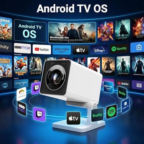 Mini Projector for Bedroom Ceiling, Smart Portable Projector with Android, WiFi & Bluetooth, 1080P Supported Home Cinema Projector for Movie Nights, Compatible with iPhone/Android — view 5