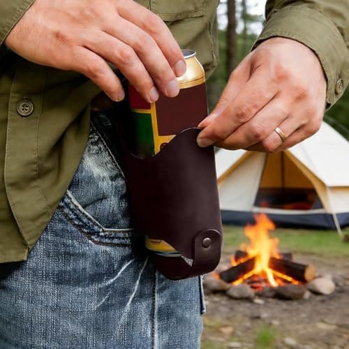 Durable Leather Beer Bottle Holster Belt for Outdoor Camping Hiking — view 4