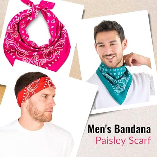 Bandana for Men & Women - Red, Pink, Teal Set of 3 Pirate Cowboy Headband — view 6