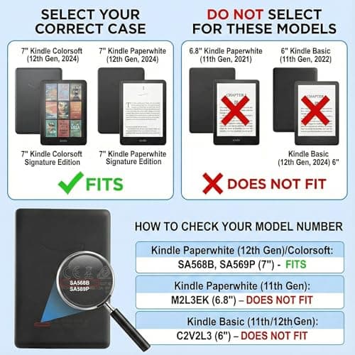GARD® Case for 7" Kindle Paperwhite (12th Generation-2024) and Kindle Colorsoft Signature Edition - Book Style Folio Durable Vegan Leather Cover with Auto Sleep/Wake, Leopard Print — view 5