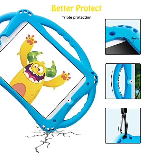 TopEsct Kids Case for 7.9 inch iPad Mini 5th/4th/3rd/2nd/1st Gen (Old Model) Silicone Shockproof Protective Cover with Built-in Handle Stand and Strap (Blue) — view 3