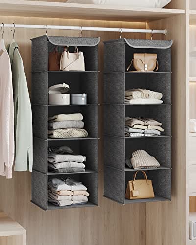 SONGMICS Hanging Wardrobe Storage Organisers, Set of 2, Foldable — view 4