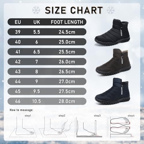 Hanani Snow Boots Men Winter Fur Lining Warm Ankle Booties with Zip Mid Calf Boots Thermal Anti-slip Outdoor Walking Hiking Shoes Black — view 6