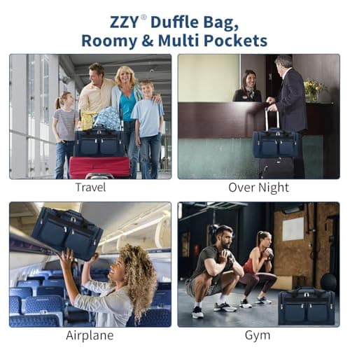 ZZY Men's 40L Gym Bag Sports Duffle with Lockable Zipper, 20-Inch Holdall for Fitness, Workout, Travel, Weekend Overnight Bag (Navy Blue) — view 6