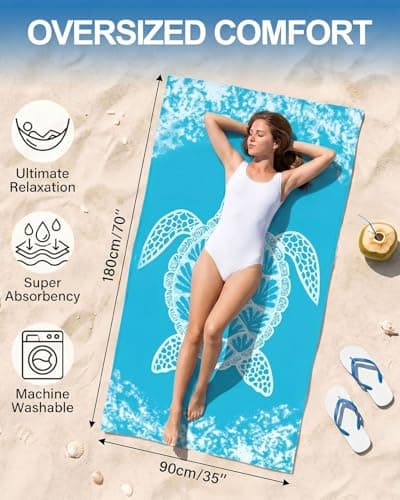 Evoplor 2 Pack Microfibre Beach Towels for Adults Extra Large 200 × 90 cm, Quick Dry Sand Free Beach Towel with Mesh Bag, Lightweight Travel Towels for Holiday, Pool — view 2