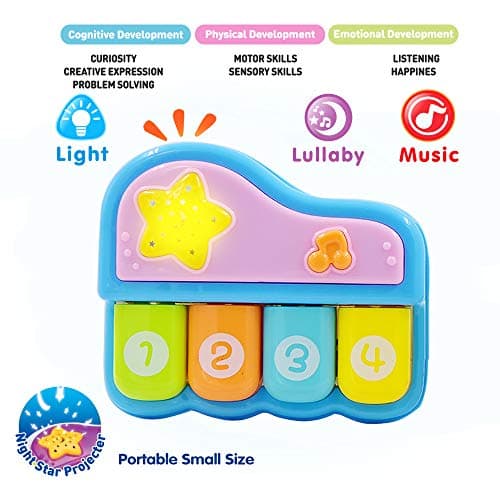 WEofferwhatYOUwant Baby Piano – Portable Musical Toy with Lights, Songs & 4 Play Modes | Educational Instrument for Toddlers | Sleep Lullabies & Projector | BPA-Free & Travel Friendly | 6+ Months — view 3