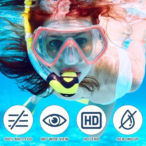 Zatixbu Adult Diving Goggles, 180° Panoramic HD Diving Goggles Anti-Fog Anti-Leak Divings Equipments, Snorkelling Mask with Adjustable Elastic Headband Fabric Strap for Men Women — view 3