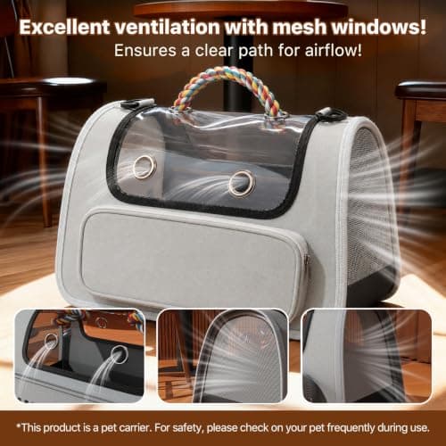 Wolliran Foldable Pet Carrier, Soft-Sided Cat & Dog Travel Bag, Grey — view 2