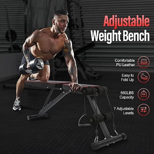Panana Adjustable Weight Bench, Foldable Gym Bench for Home Workouts — view 6