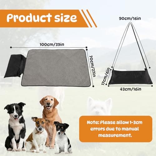 Portable Pet Blanket, 100x70cm Foldable Waterproof Dog Travel Mat Reversible Floor Plush Mat Machine Washable Large Dog Mats Anti-Slip Bottom and Storage Bag for Dog Cat Indoor Outdoor Camping — view 2