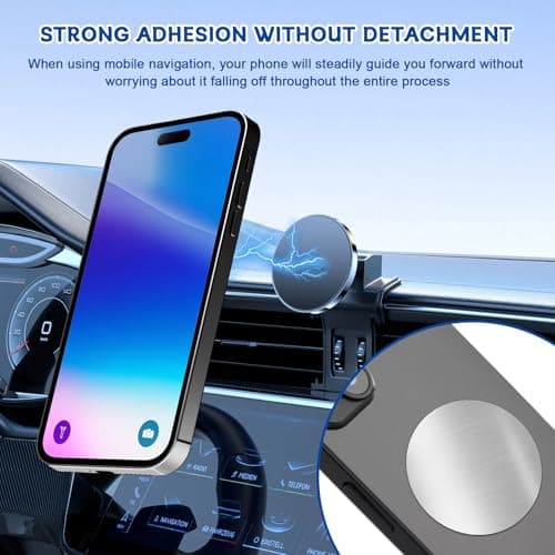 12 Packs Thin Metal Plates for Magnetic Phone Holder,Replacement Mount Plate with Strong Adhesive,Universal Round Mental Plate for Dashboard,Air Vent & All Mounts,Secure Grip for Smartphone & GPS — view 3