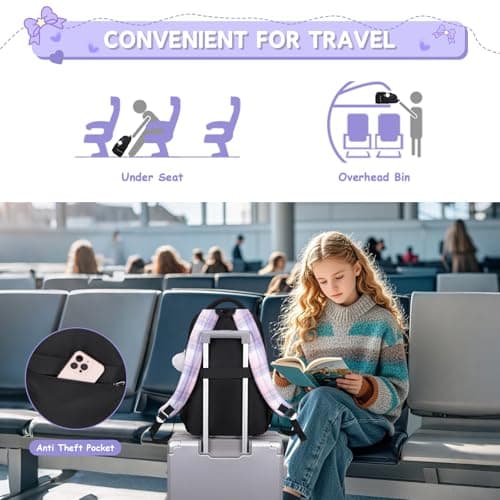 Girls Backpack, Kids Backpack for Girls School Bags with Pen Case, Bow Plaid Book Bag for Elementary Middle Primary High School College — view 6