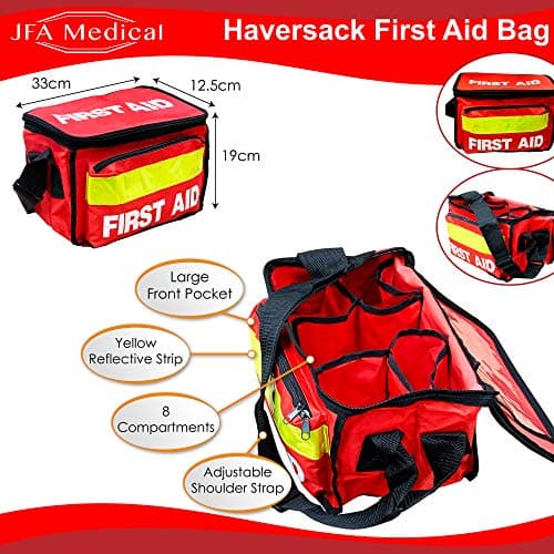 JFA Medical Red Haversack Emergency First Aid Bag with Front Pocket - Empty — view 5