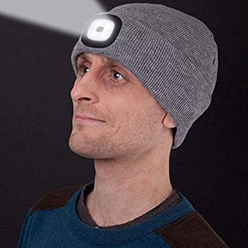 COTOP Unisex LED Headlamp Beanie Cap Men's Women Gift Winter Warm Beanie Hat Hands Free Lighted Beanie Cap for Dog Walking Night, Running, Camping,Hiking Black — view 2
