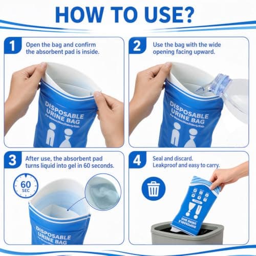 12 Pcs Urine Bags, 900ml Travel Potty, Portable Toilet And Vomit Bags Set — view 4