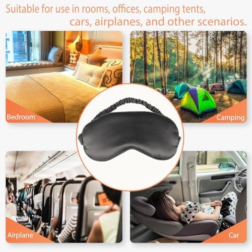 Sleep Mask Double-Sided Silk Eye Mask for Sleeping, Soft Light Blocking Sleep Shade Cover,Washable Blindfold Sleeping Eye Blinder for Men Women (Black) — view 5