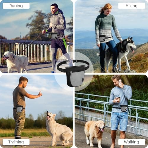 Adiwo Small Dog Treat Bags, Dog Treat Pouch Bag Including Waist Belt and Training Clicker, Upgraded Dual Magnetic Clasp, with Poop Bag Dispenser, Oxford Waterproof, for Dog Training, Walking — view 6