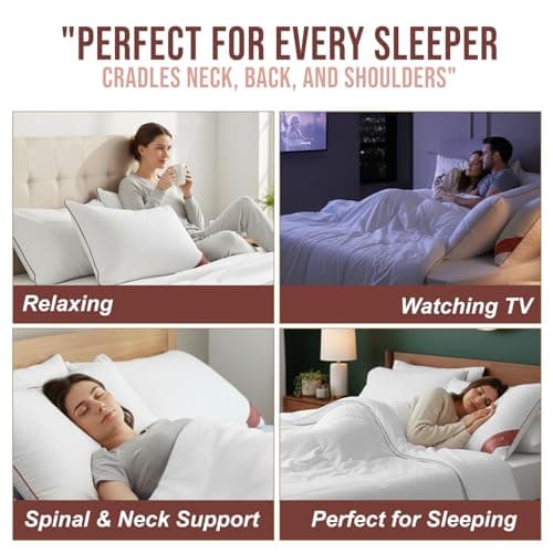 GC GAVENO CAVAILIA Firm Pillows 5Pack Neck Support Bed Pillow | Breathable Standard Size Single Pillow With 100% Cotton Cover | Hotel Quality Pillows For Stomach Back Pain & Side Sleepers, 74x48cm — view 4