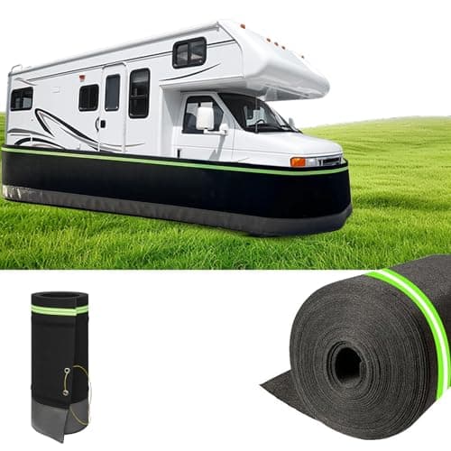 No Drill RV Skirting 95cm Tall - Winter Travel Trailer Accessories with Mesh Bottom, 59ft Weather-Resint Home Exterior Bumper End Cap for Ultimate Protect