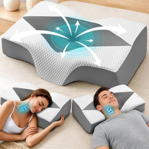 Hydomi Memory Foam Cervical Pillow for Neck and Shoulder Pain: Orthopedic Neck Support Pillows for Sleeping with Hollow Design Ear Pain Free- Ergonomic Bed Pillow for Side/Back&Stomach Sleeper