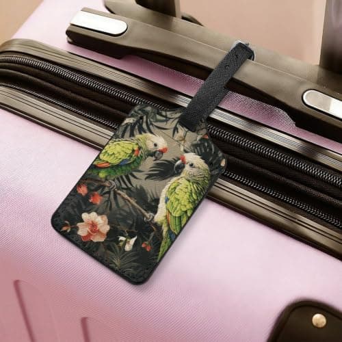 Parrots Olive Luggage Tags with Id Card & Adjustable Strap — view 6