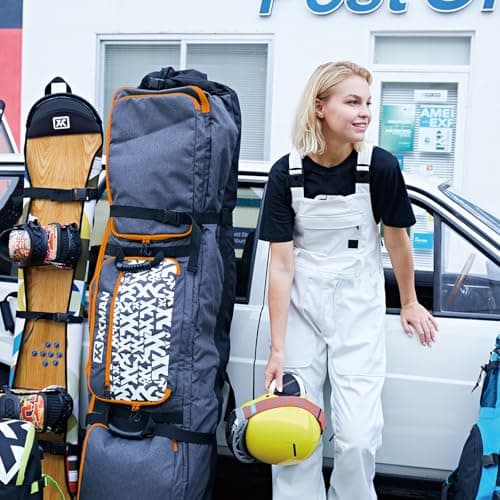 XCMAN Padded Snowboard Bag with Wheels, Extendable Roller Ski Bag for Air Traveling Adjustable Length - Extra Long/Wide/Deep,Waterproof - with Protection Ribs — view 5