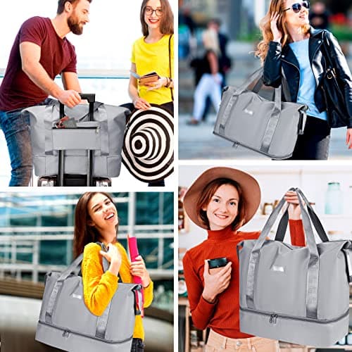 CS COSDDI Travel Duffel Bag, 29L Weekend Bag with Trolley Sleeve, Dry & Wet Seperated Sports Gym Bag Waterproof Carry On Bags for Women Men Weekender Hospital — view 5