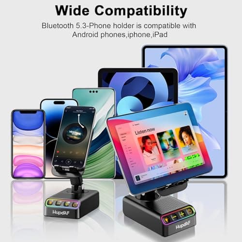 Hupoaf Gifts for Men Women,Phone Stand Speaker,RGB Lights,Anti-Slip Base — view 5