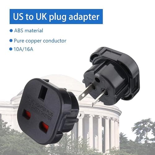 Strhowill 5 Pack UK 3-Pin to US 2-Pin Plug Adapter, Black — view 4