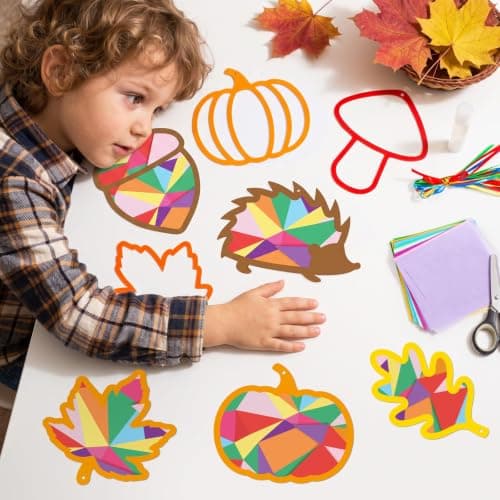 15 Pack Autumn Crafts for Kids, Autumn Suncatcher Craft Window Decorations — view 4
